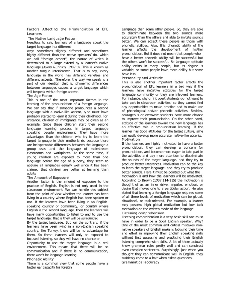 Pronunciation Impact Analysis | PDF | Second Language | Accent ...