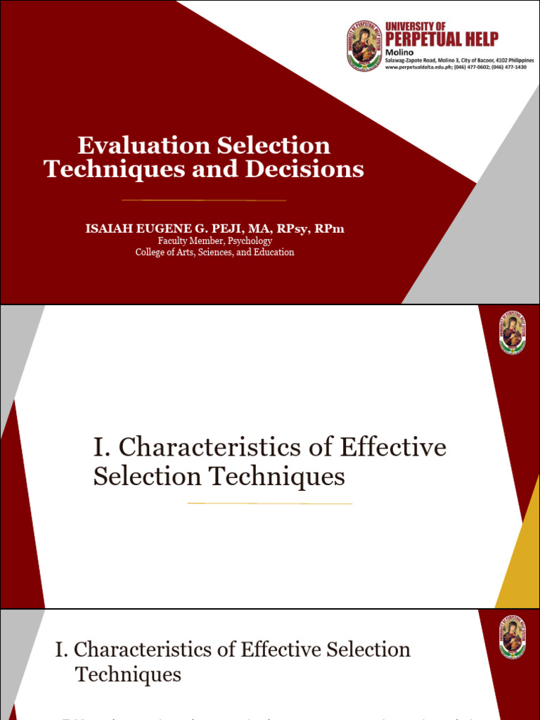 Effective Selection Techniques Overview | PDF | Validity (Statistics)