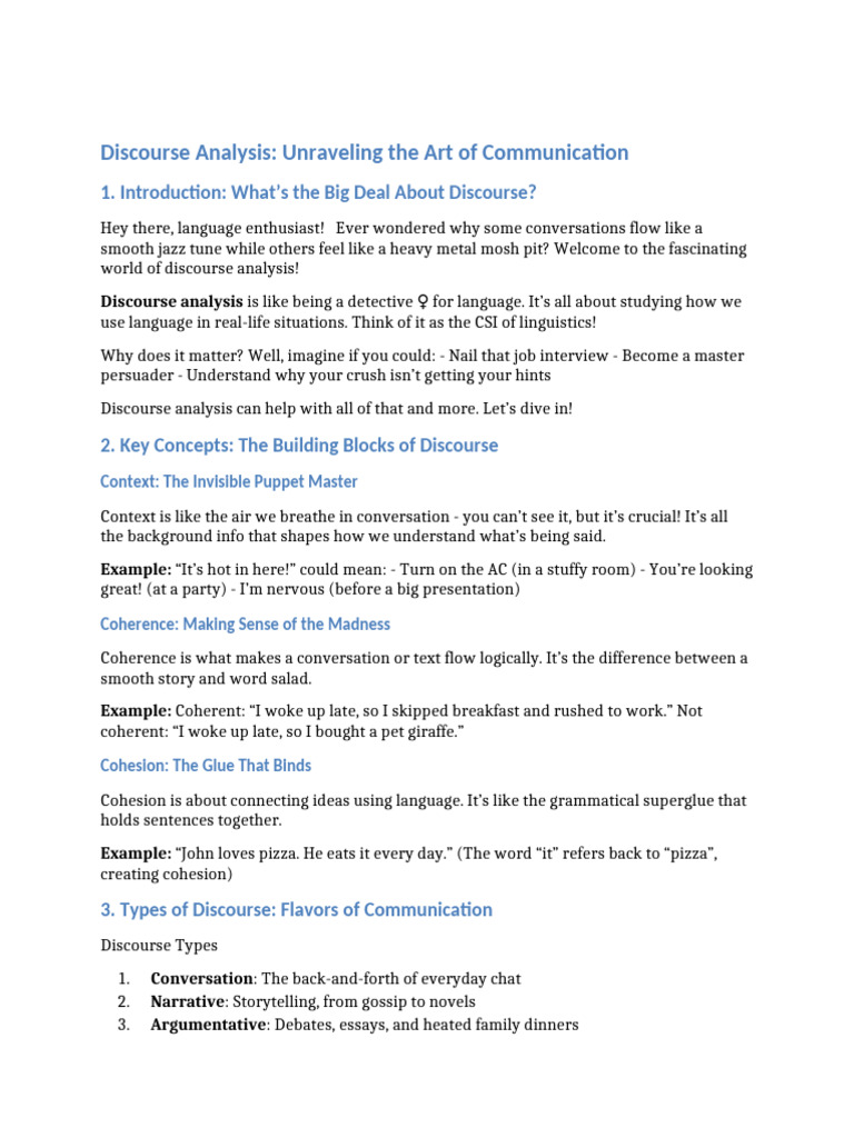 Discourse Analysis Booklet | PDF | Linguistics | Discourse