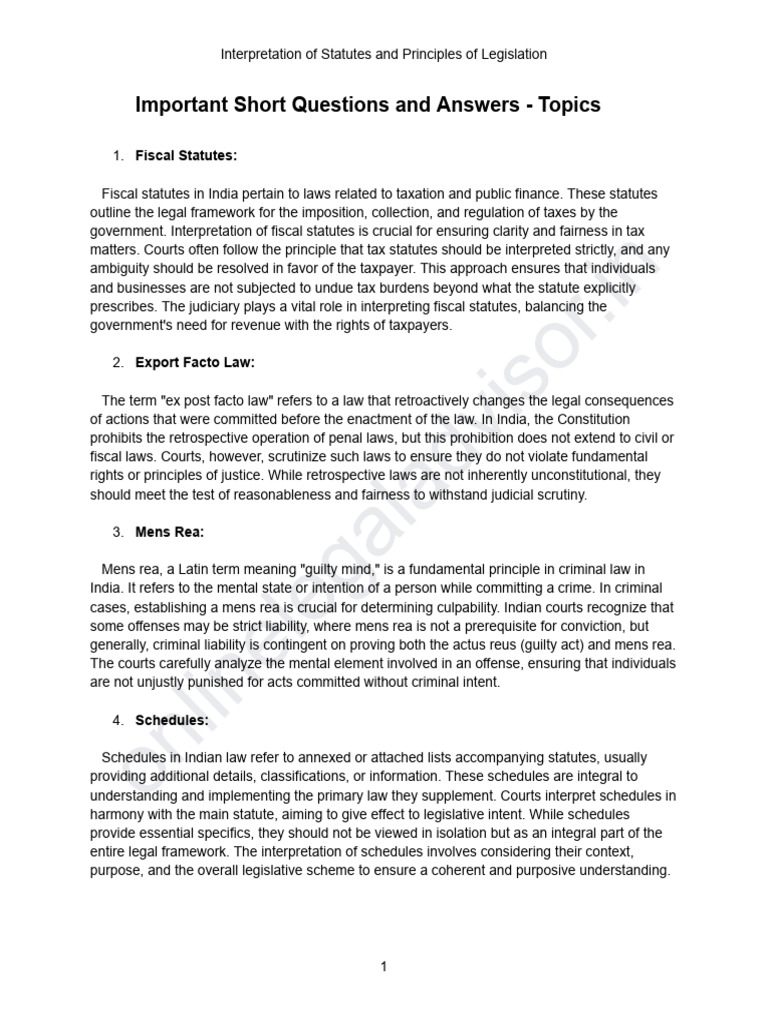 305 Interpretation of Statutes and Principles of Legislation IInd Year ...