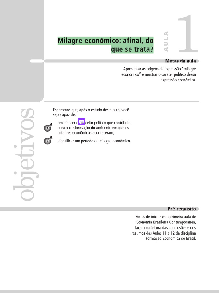 Aula1 Milagre Econômico Afinal, Do Que Se Trata | PDF | Economia | Brasil
