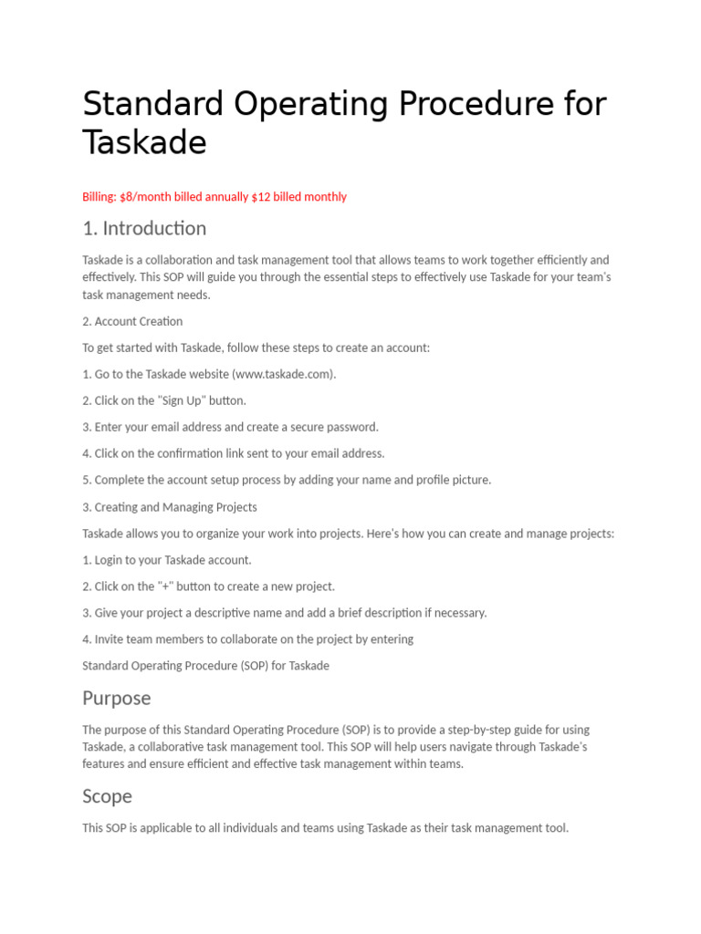 Taskade SOP: Efficient Task Management Guide | PDF | Mobile App | Ios