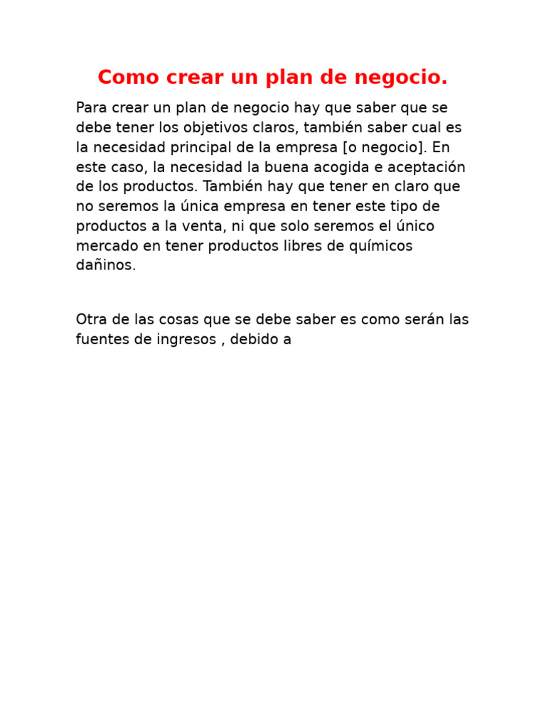 Guía para crear un plan de negocio | PDF