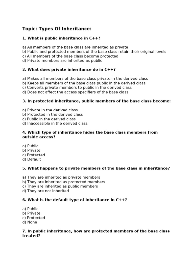 Inheritance Types in C++ Explained | PDF | Class (Computer Programming ...