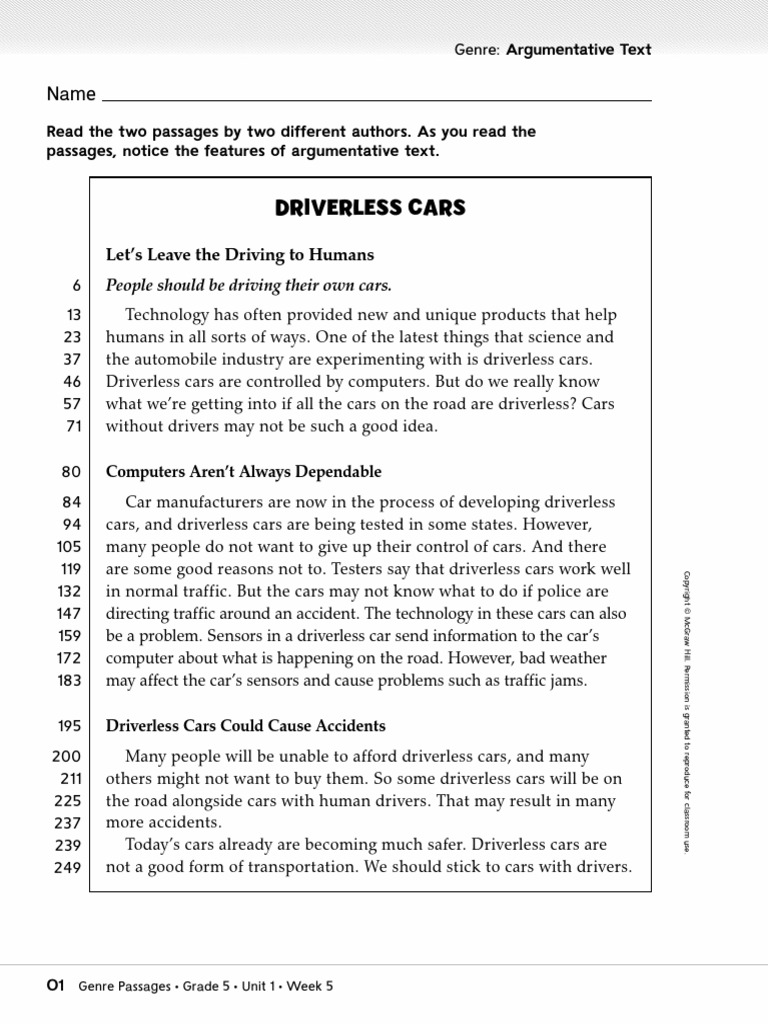 Grade 5 Wonders Differentiated Genre Passages | PDF | Car | Traffic