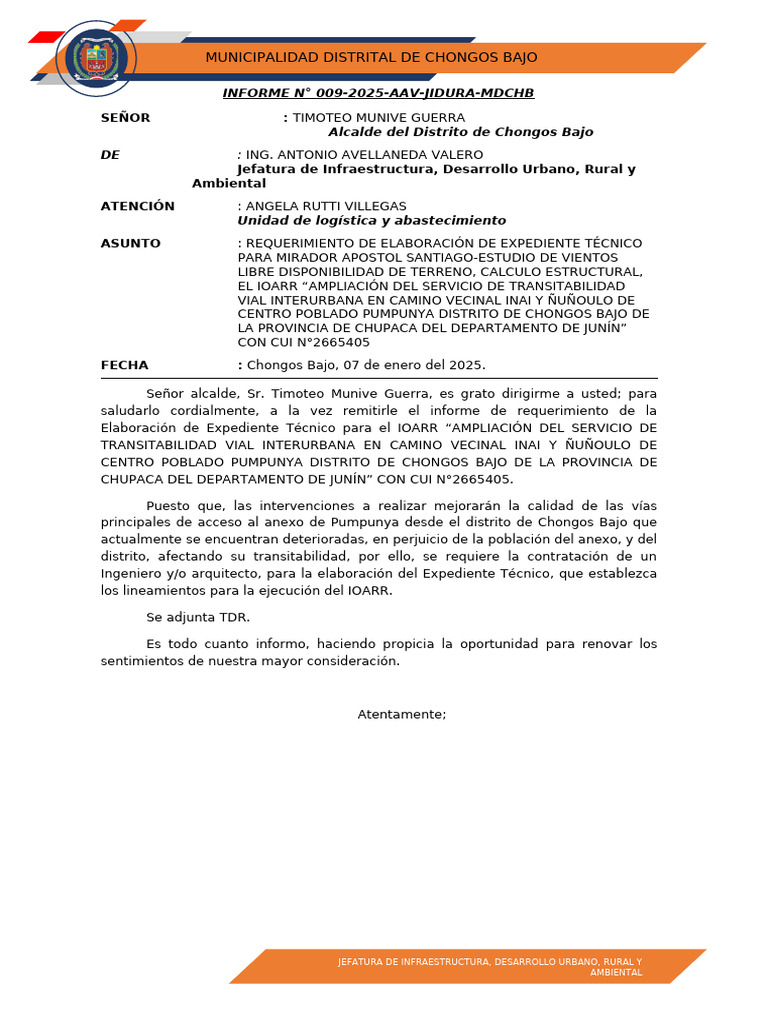 Informe 009 Requerimiento de Expediente T | PDF | Planificación urbana