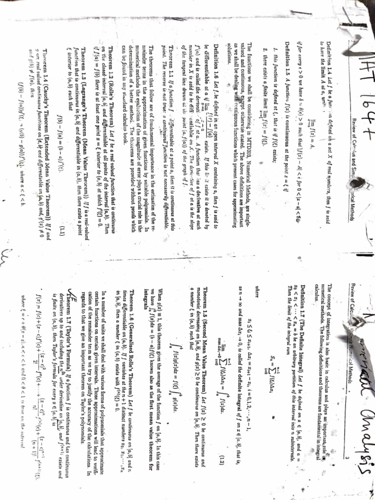 Summarised Notes | PDF | Integral | Analysis