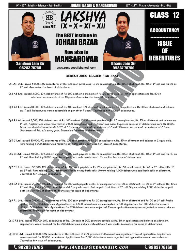 Journal Entries For Issuing Debentures Pdf Insurance Interest