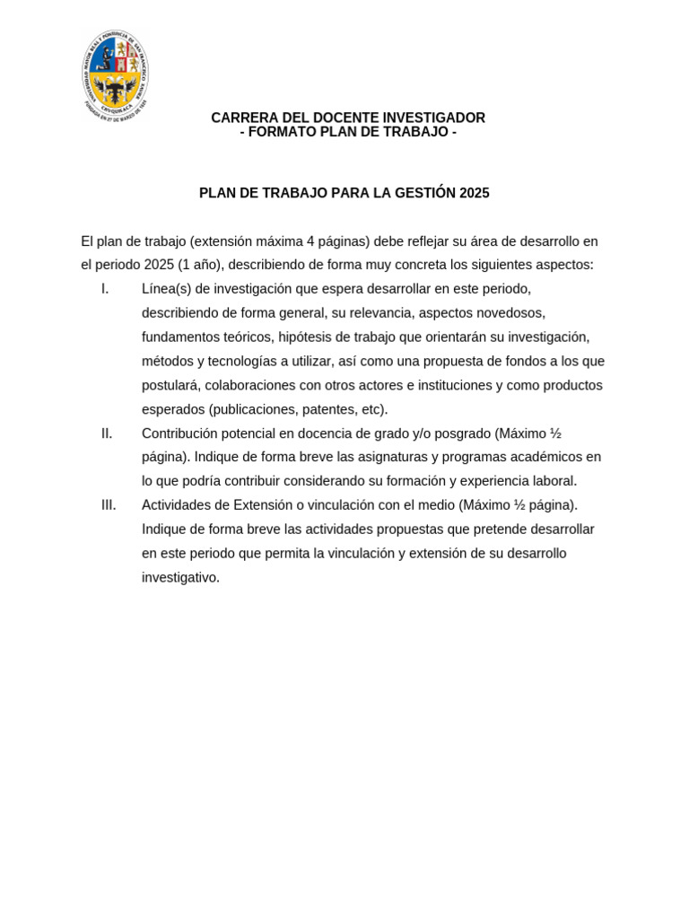 Plan de Trabajo Docente Investigador 2025 | PDF