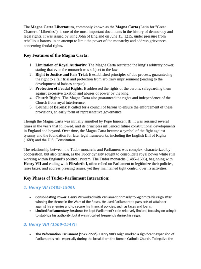 The Magna Carta Libertatum | PDF | Magna Carta | Parliament