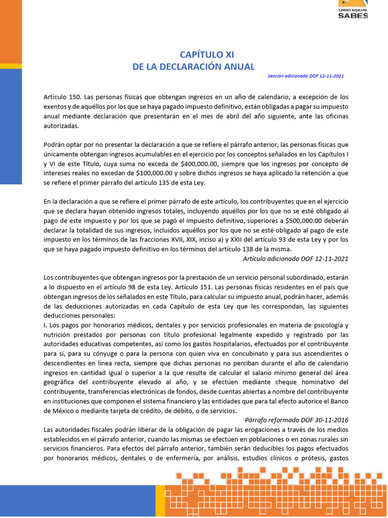 Declaración Anual ISR Personas Físicas | PDF | Impuesto sobre la renta ...