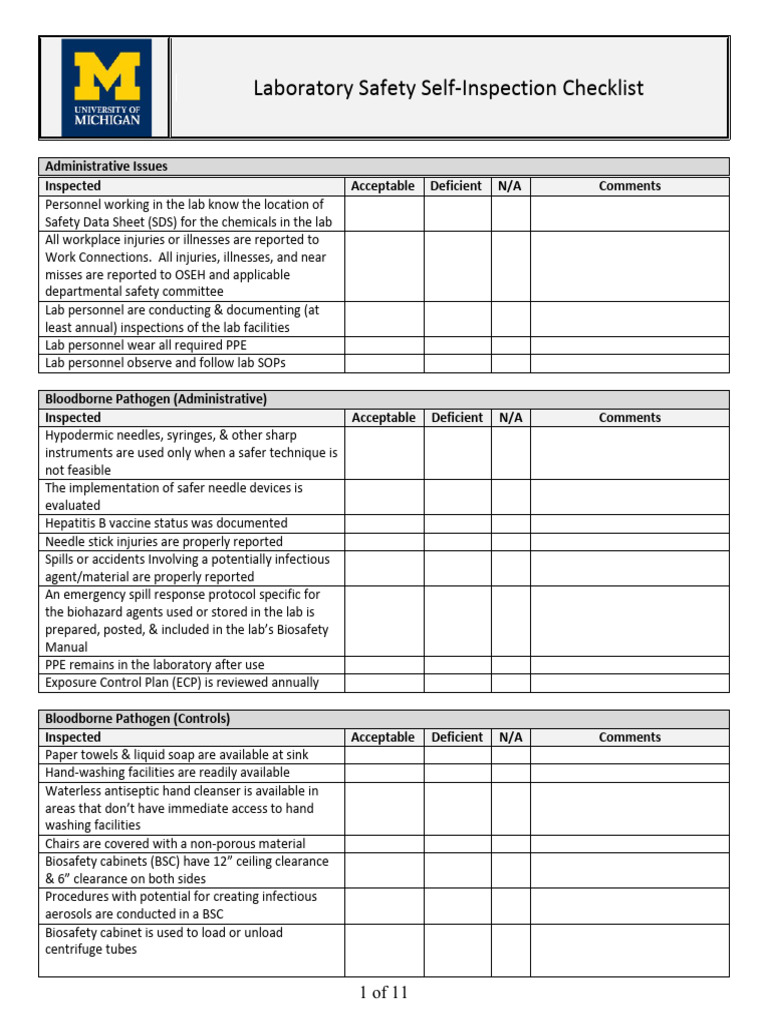 Oseh Laboratory Safety Checklist | PDF | Fires | Personal Protective ...