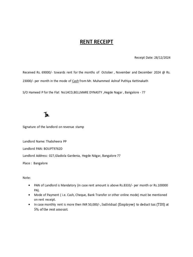 Rent receipt oct dec pdf