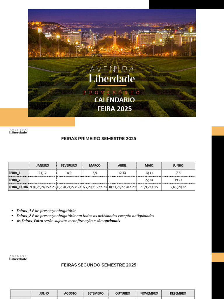 Calendário de Feiras 2025: Datas e Regras | PDF