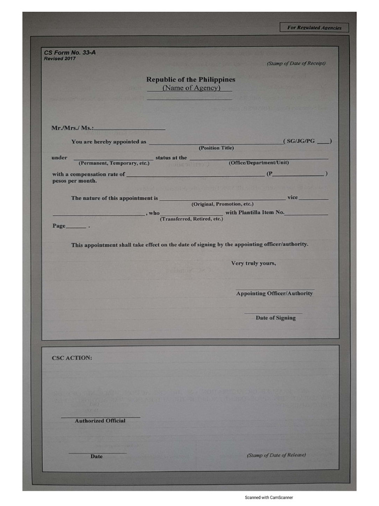 Csc form no 33 a pdf