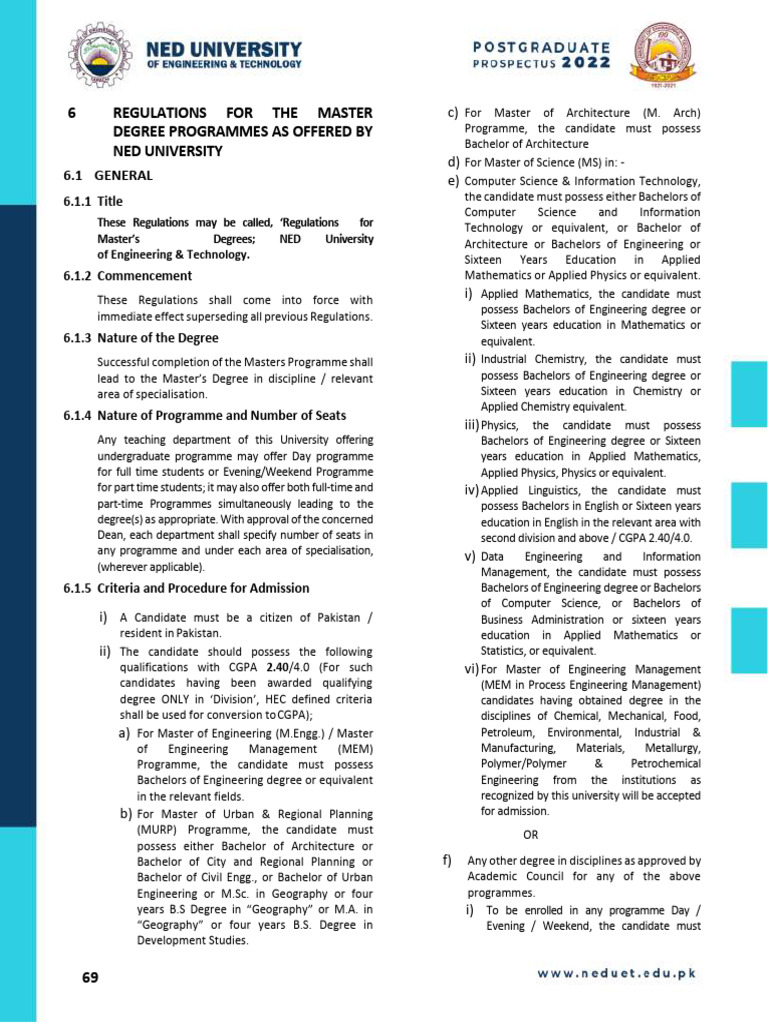 Masters Regulations 20223 10 2022 | PDF | Thesis | Academic Degree