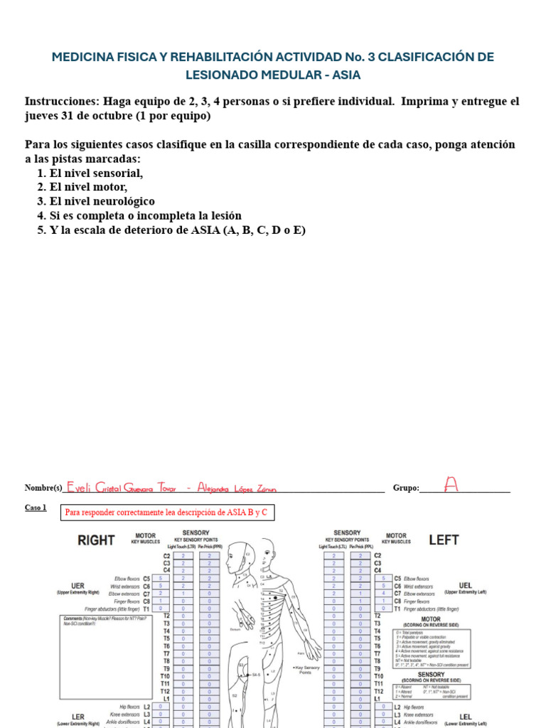 Clasificación de Lesiones Medulares ASIA | PDF