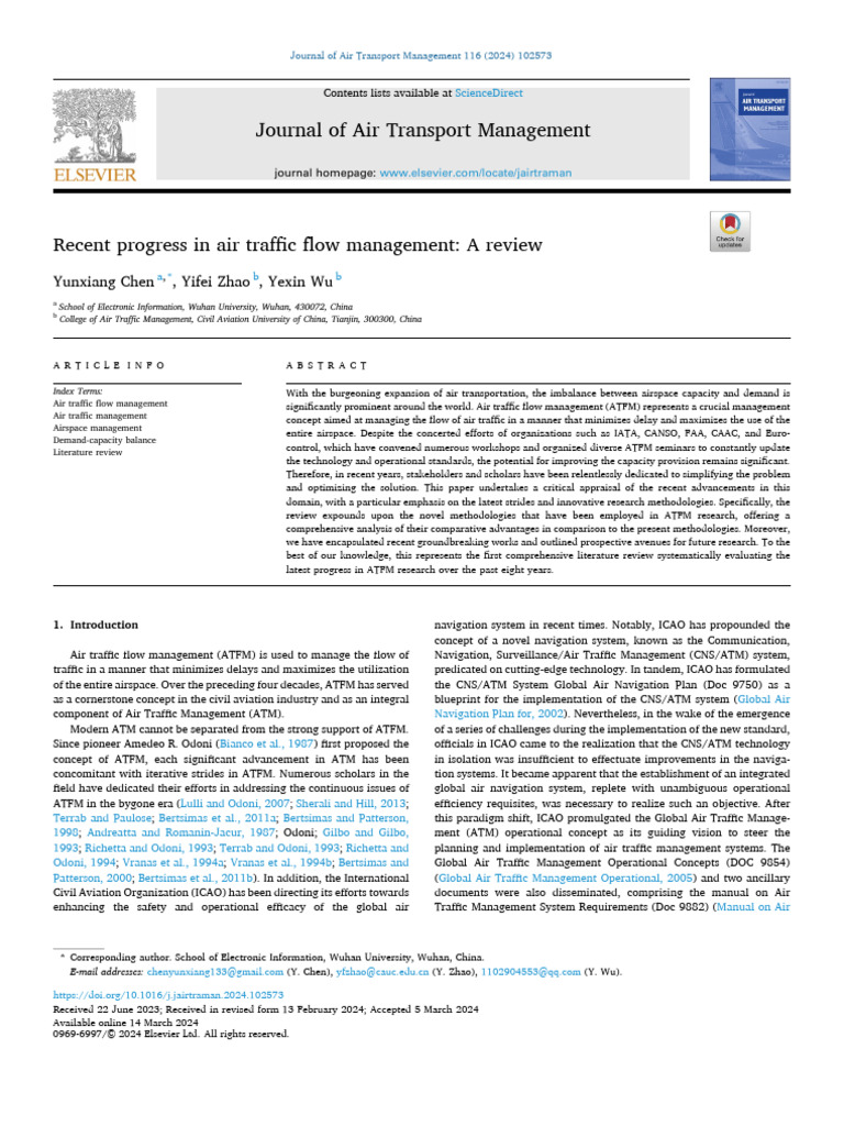 Recent Advances in ATFM | PDF | Mathematical Optimization | Air Traffic ...