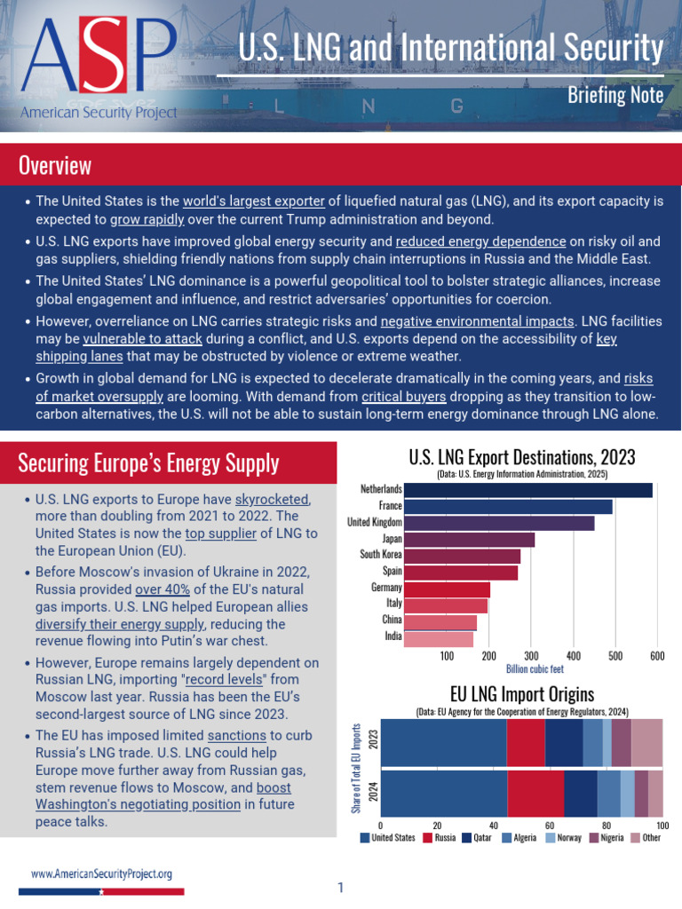 U.S. LNG and International Security Briefing Note | PDF | Liquefied ...