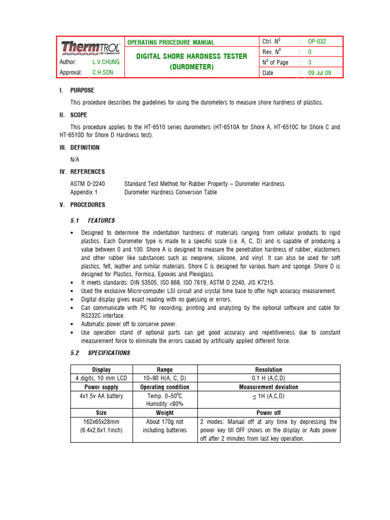 Durometer Hardness Testing Procedure | PDF | Materials Science ...