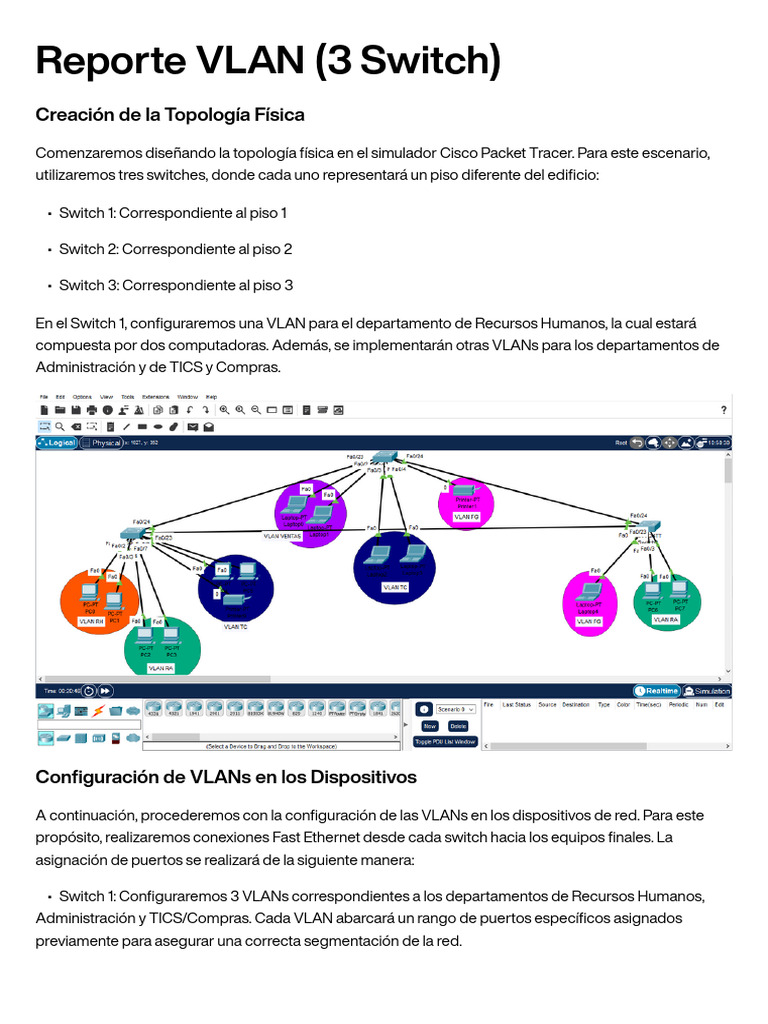 Configuración de VLANs en 3 Switches | PDF