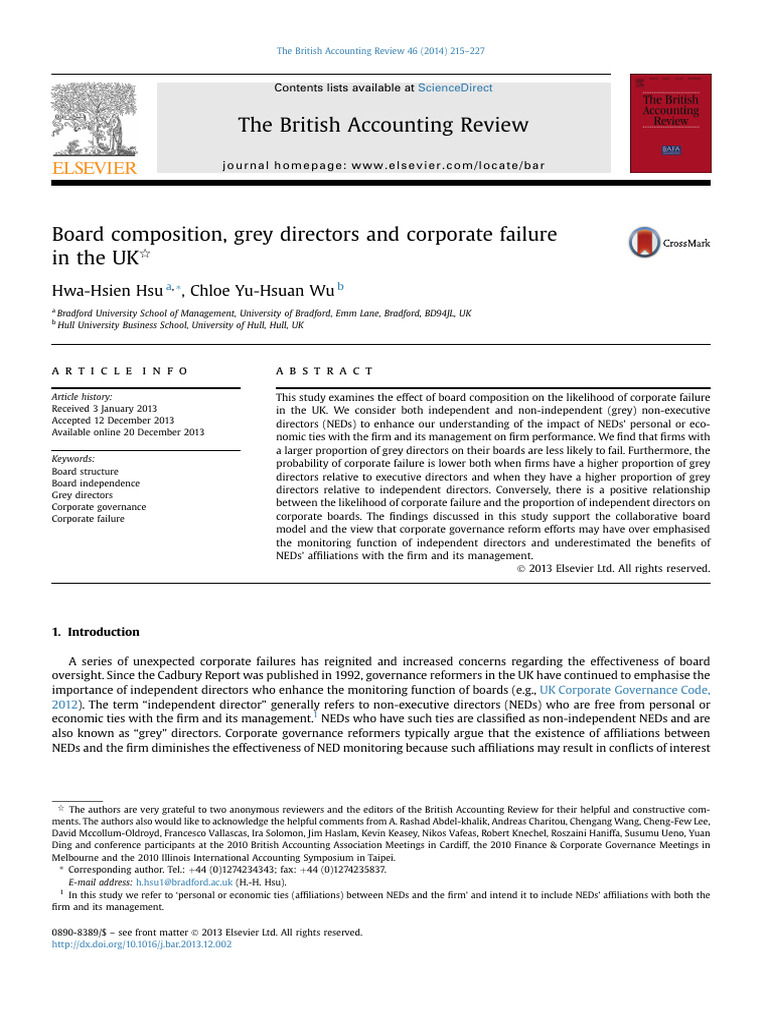 UK Board Composition & Firm Survival | PDF | Governance | Statistics