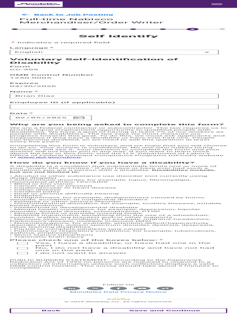 Disability Self-Identification Form | PDF | Mental Disorder | Disability
