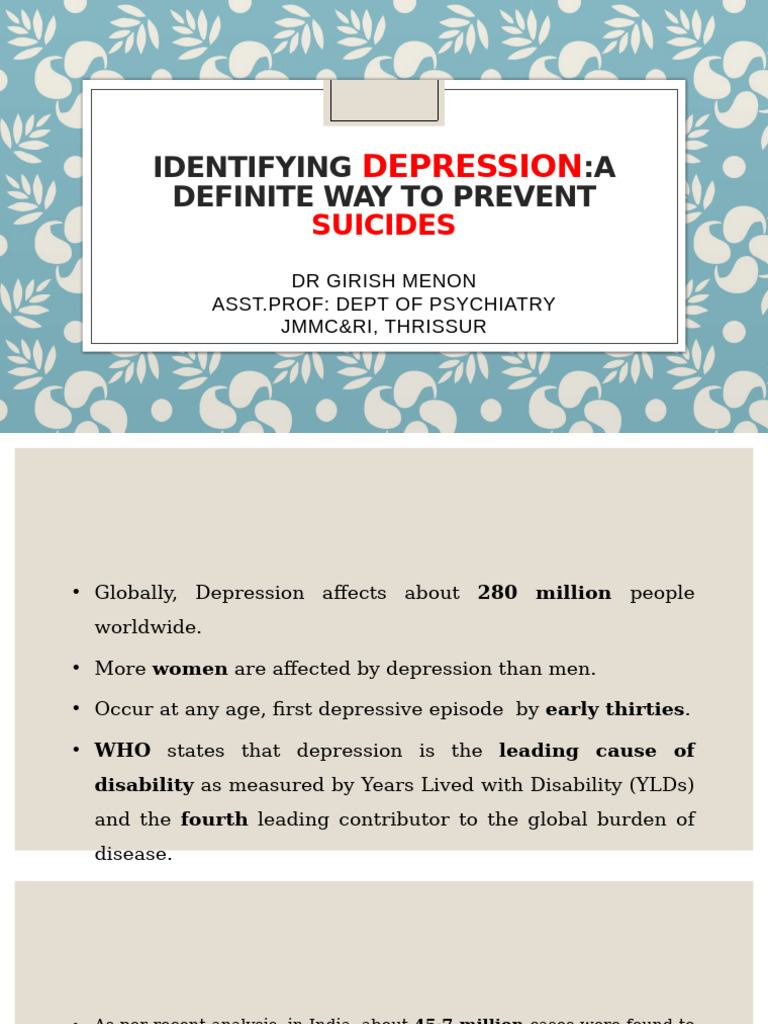 DEPRESSION and suicide risk assessment | PDF | Major Depressive ...