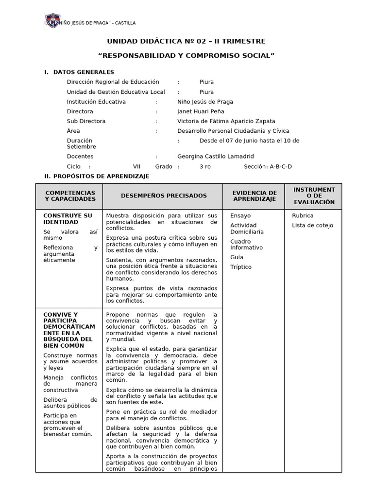 Unidad 2 DPCC 3ero | PDF | Aprendizaje | Democracia