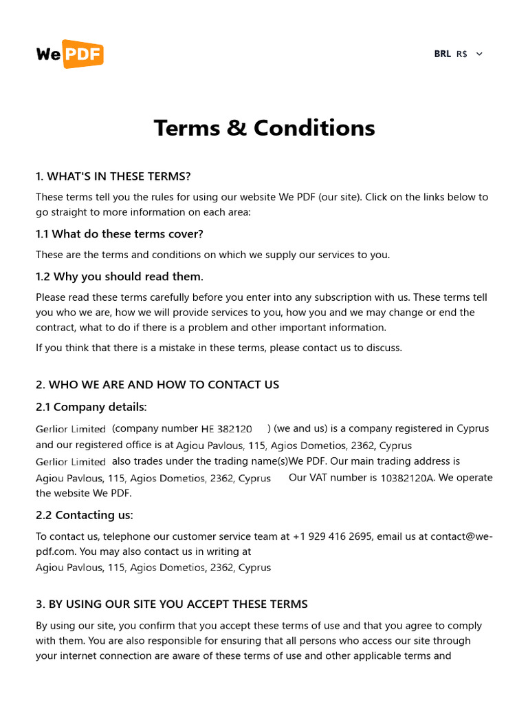 We PDF Terms and Conditions Overview | PDF | Legal Liability | Tort