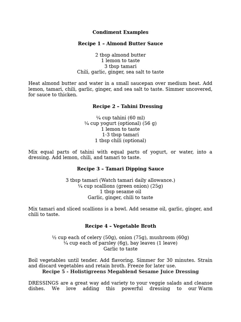 Flavorful Condiment Recipes Guide | PDF | Beetroot | Garlic