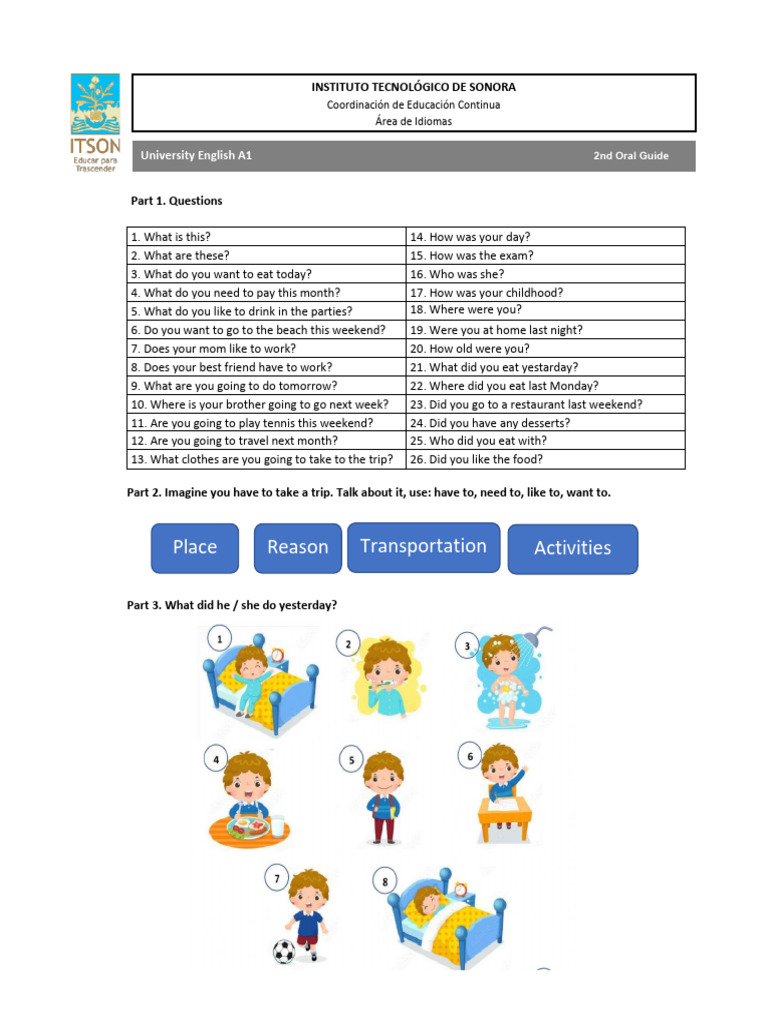 English A1 Oral Questions Guide | PDF