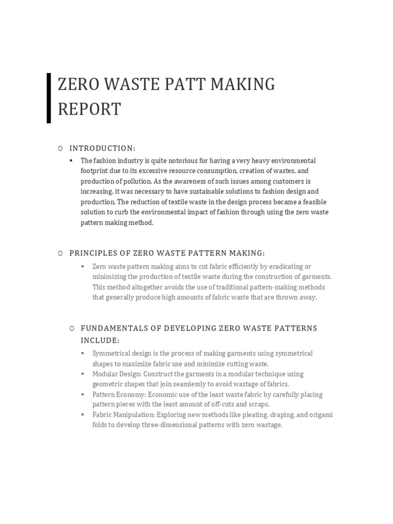 Zero Waste Patt Making | PDF | Sustainability | Textiles