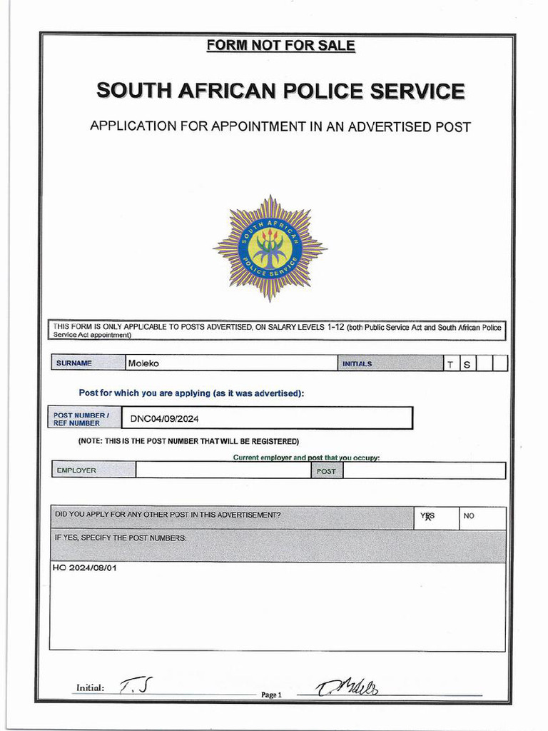 Application Form SAPS 2024-09-16 - 045565 2 | PDF