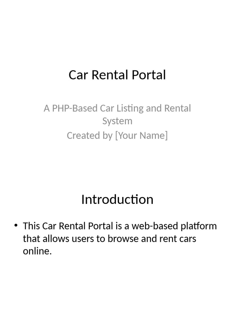 PHP Car Rental Portal System | PDF