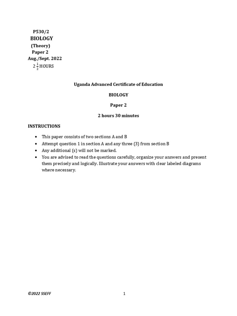 S.6 Bio 2 Transport Test @SSEFF 0754958643 | PDF | Stoma | Biology