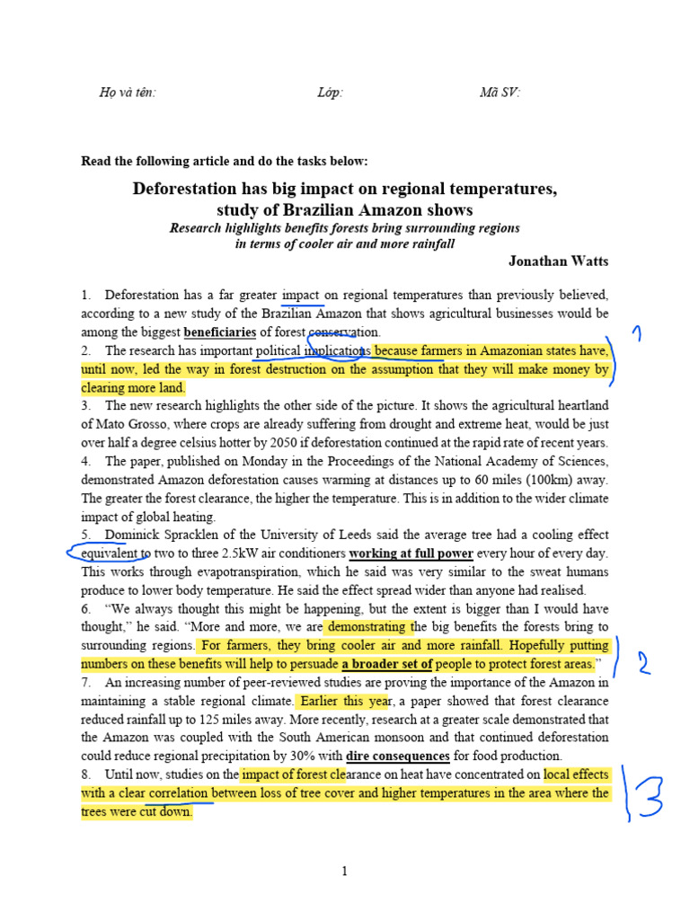 Deforestation's Impact on Amazon Climate | PDF | Deforestation | Amazon ...