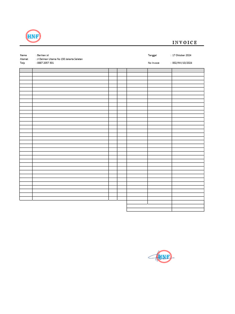 Invoice Pembelian Ikan dan Seafood | PDF