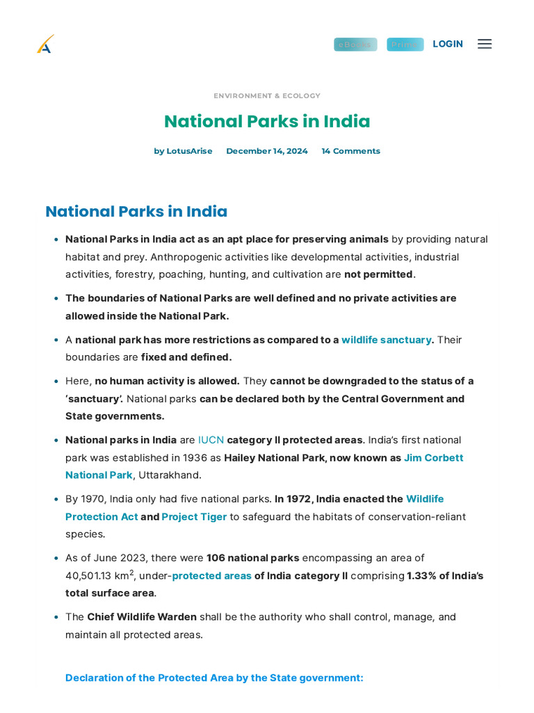 106 NATIONAL PARKS IN INDIA PDF DOWNLOAD visual data 5