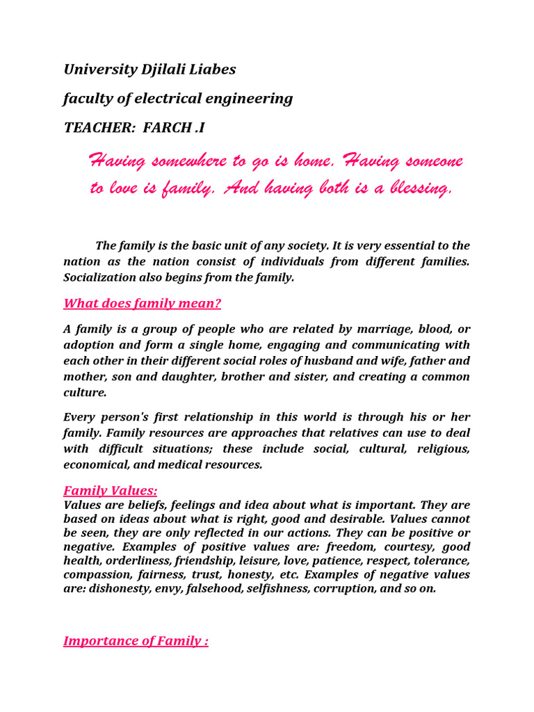 Importance of Family in Society | PDF | Family | Psychological Concepts