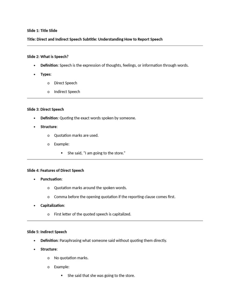Direct And Indirect Speech Pdf Syntax Linguistics
