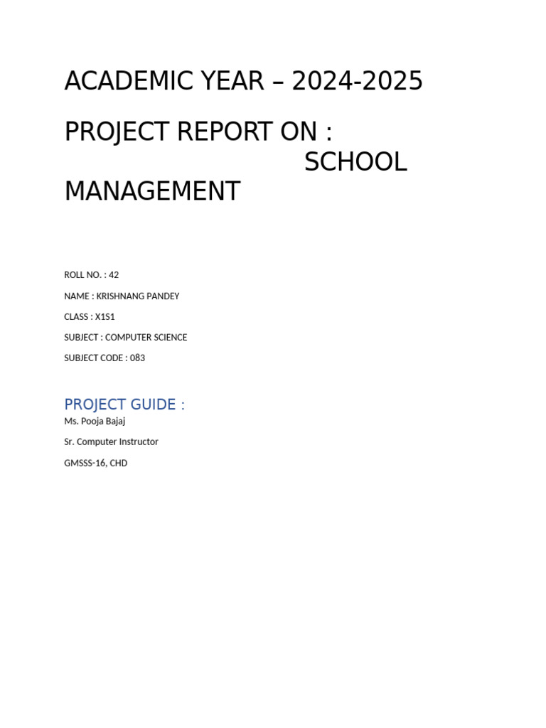 School Management System Project Report | PDF | Software Testing ...