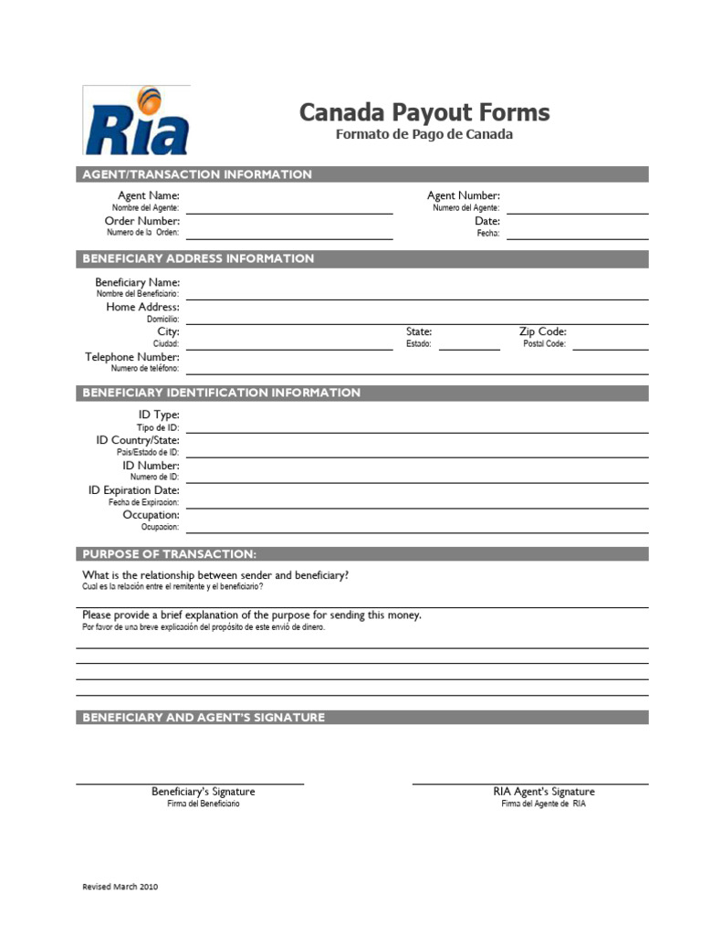 Canada Payout Form | PDF