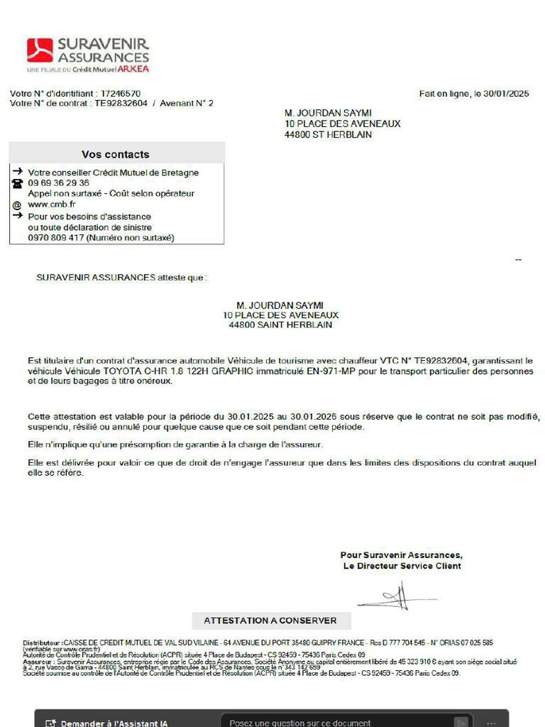 Attestation RC Circulation. | PDF