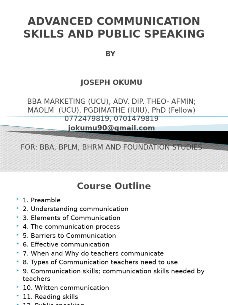 Advanced Com and Public Speaking | PDF | Communication | Nonverbal ...
