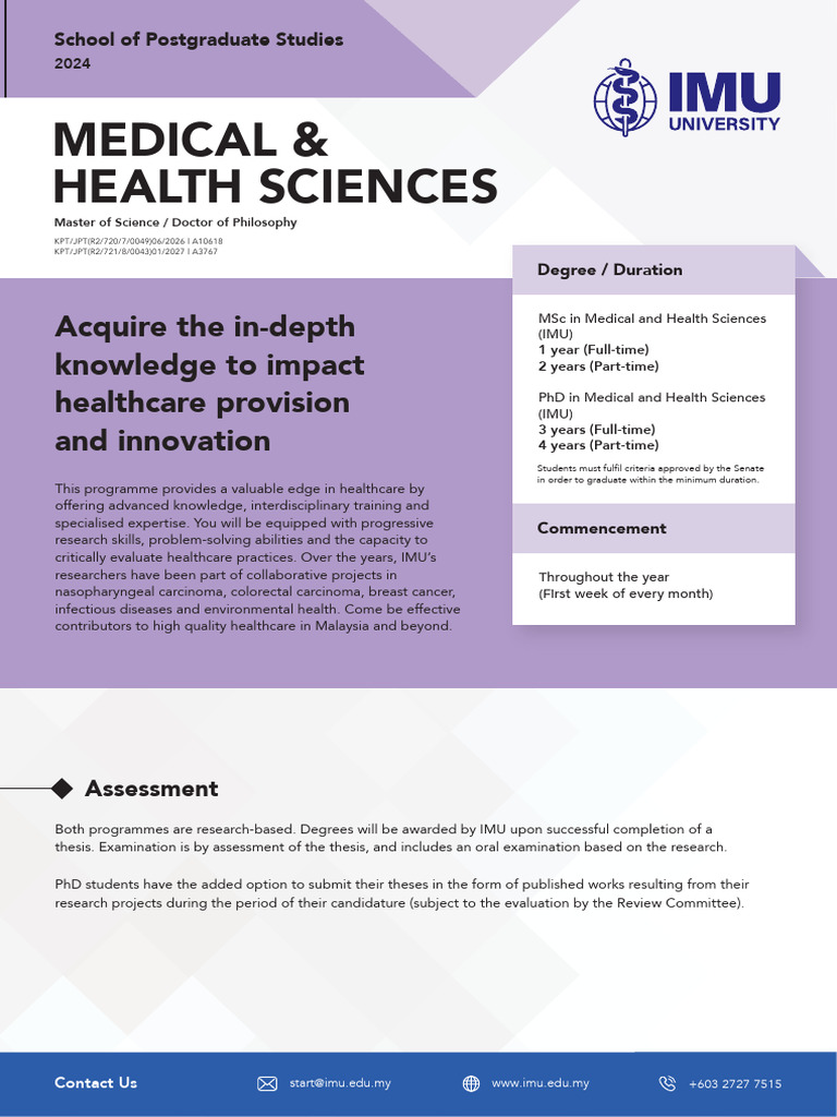 Brochure Medical & Health Sciences (MSCPHD by Research) | PDF ...