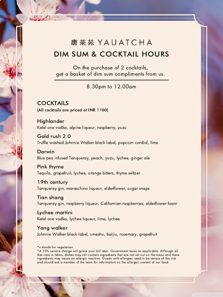 Dim Sum Cocktail Hours Menu | PDF