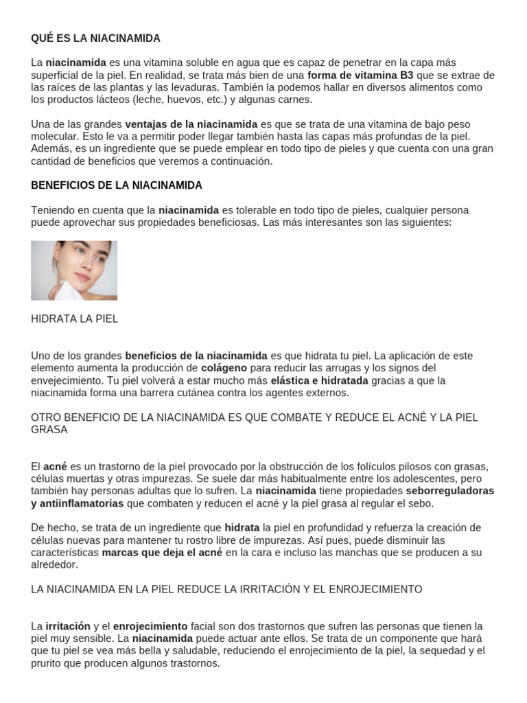 Beneficios de la Niacinamida en la Piel | PDF | Piel | Vejez
