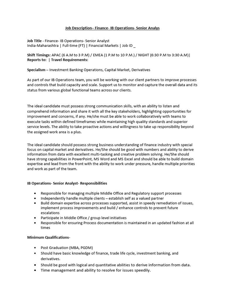 IB Operations- SA | PDF | Master Of Business Administration | Financial ...