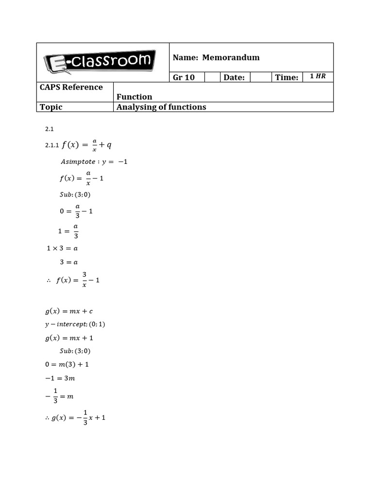 Grade 10 Function Analysis Guide | PDF